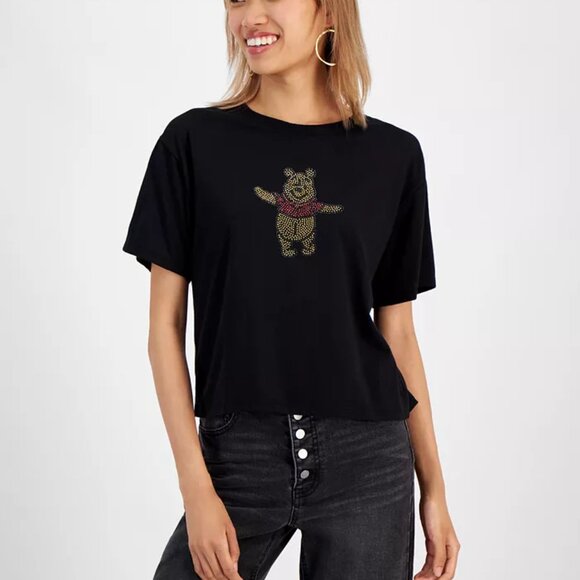 NWT Disney Juniors Winnie the Pooh Rhinstone Cotton Tee L - Picture 1 of 11